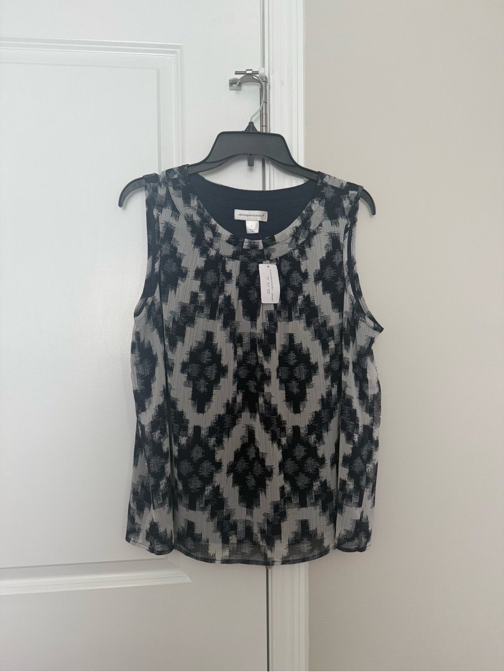 Christopher & Banks Black and White Patterned Sleeveless Camisole